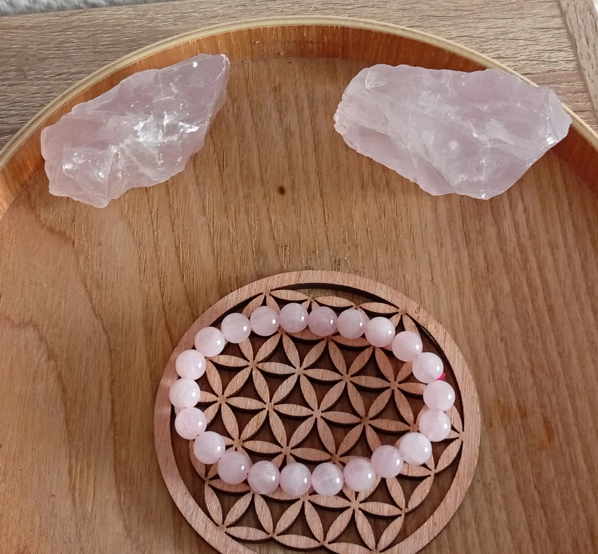 💖 Bracelet en quartz rose grade A perles 8 mm - Mixte